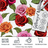 Colorful Roses on Light Grey Background Seamless Floral Pattern Digital Print Fabric by the Metre UK Sewing Quilting Textile