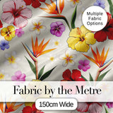Tropical Hibiscus and Bird of Paradise Floral Seamless Pattern Digital Print Fabric by the Metre UK Sewing Quilting Textile