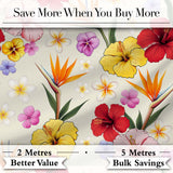 Tropical Hibiscus and Bird of Paradise Floral Seamless Pattern Digital Print Fabric by the Metre UK Sewing Quilting Textile