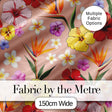 Tropical Hibiscus Bird of Paradise Seamless Pattern Peach Background Digital Print Fabric by the Metre UK Sewing Quilting Textile