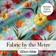 Tropical Hibiscus Bird of Paradise Seamless Pattern Teal Background Digital Print Fabric by the Metre UK Sewing Quilting Textile
