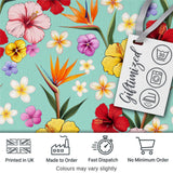 Tropical Hibiscus Bird of Paradise Seamless Pattern Teal Background Digital Print Fabric by the Metre UK Sewing Quilting Textile
