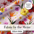 Tropical Hibiscus Bird of Paradise Seamless Pattern Pink Background Digital Print Fabric by the Metre UK Sewing Quilting Textile
