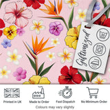 Tropical Hibiscus Bird of Paradise Seamless Pattern Pink Background Digital Print Fabric by the Metre UK Sewing Quilting Textile