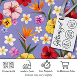 Tropical Hibiscus Bird of Paradise Seamless Pattern Purple Background Digital Print Fabric by the Metre UK Sewing Quilting Textile