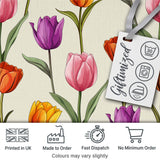 Elegant Tulip Floral Seamless Pattern Neutral Background Spring Flowers Digital Print Fabric by the Metre UK Sewing Quilting Textile