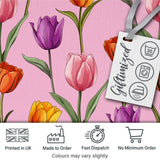 Elegant Tulip Floral Seamless Pattern Soft Pink Background Spring Flowers Digital Print Fabric by the Metre UK Sewing Quilting Textile