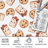 Cute Kawaii Cookies and Milk Seamless Pattern Sweet Treats Digital Print Fabric by the Metre UK Sewing Quilting Textile