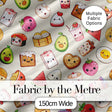 Cute Kawaii Food Characters Seamless Pattern Neutral Background Fun Snacks Digital Print Fabric by the Metre UK Sewing Quilting Textile
