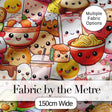Cute Kawaii Food Characters Seamless Pattern Cream Background Fun Snacks Digital Print Fabric by the Metre UK Sewing Quilting Textile