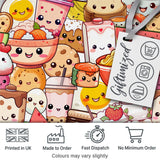 Cute Kawaii Food Characters Seamless Pattern Cream Background Fun Snacks Digital Print Fabric by the Metre UK Sewing Quilting Textile
