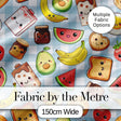 Cute Kawaii Food Collage Pattern Sweet Treats And Drinks Digital Print Fabric by the Metre UK Sewing Quilting Textile