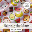 Cute Kawaii Breakfast Food Seamless Pattern Pink Gingham Background Digital Print Fabric by the Metre UK Sewing Quilting Textile