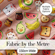 Cute Kawaii Breakfast Food Seamless Pattern Beige Background Fun Snacks Digital Print Fabric by the Metre UK Sewing Quilting Textile