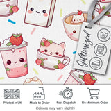 Cute Kawaii Cute Drinks And Dessert Characters Seamless Pattern Digital Print Fabric by the Metre UK Sewing Quilting Textile