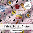 Cute Kawaii School Supplies And Study  Seamless Pattern Pink Background Digital Print Fabric by the Metre UK Sewing Quilting Textile