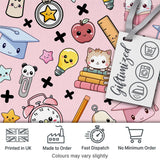 Cute Kawaii School Supplies And Study  Seamless Pattern Pink Background Digital Print Fabric by the Metre UK Sewing Quilting Textile