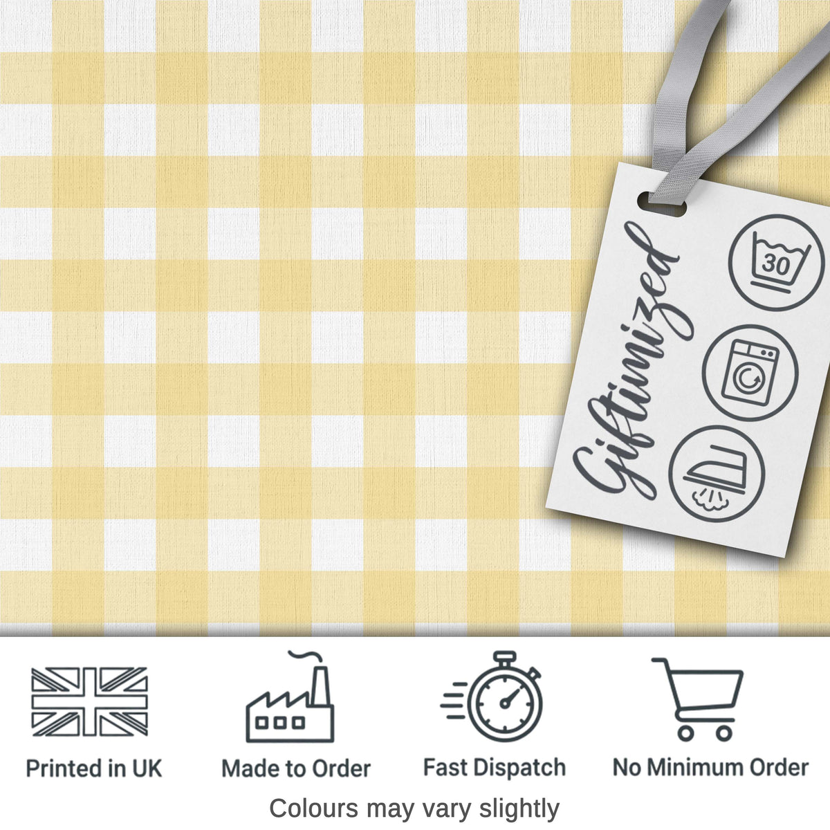 Warm Yellow And White Gingham Check Seamless Pattern Classic Fabric Digital Print Fabric by the Metre UK Sewing Quilting Textile