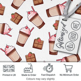 Cute Chocolate Bars and Creamy Milkshakes with Strawberries Seamless Pattern Digital Print Fabric by the Metre UK Sewing Quilting Textile