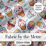 Cute Ice Cream Cones Popsicles and Sweet Treats Seamless Pattern Digital Print Fabric by the Metre UK Sewing Quilting Textile