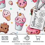 Cute Kawaii Desserts Candy Cakes and Sweet Treat Characters Seamless Pattern Digital Print Fabric by the Metre UK Sewing Quilting Textile