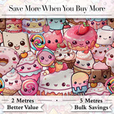 Cute Cartoon Cakes Donuts and Milkshakes with Pastel Colors Seamless Pattern Digital Print Fabric by the Metre UK Sewing Quilting Textile