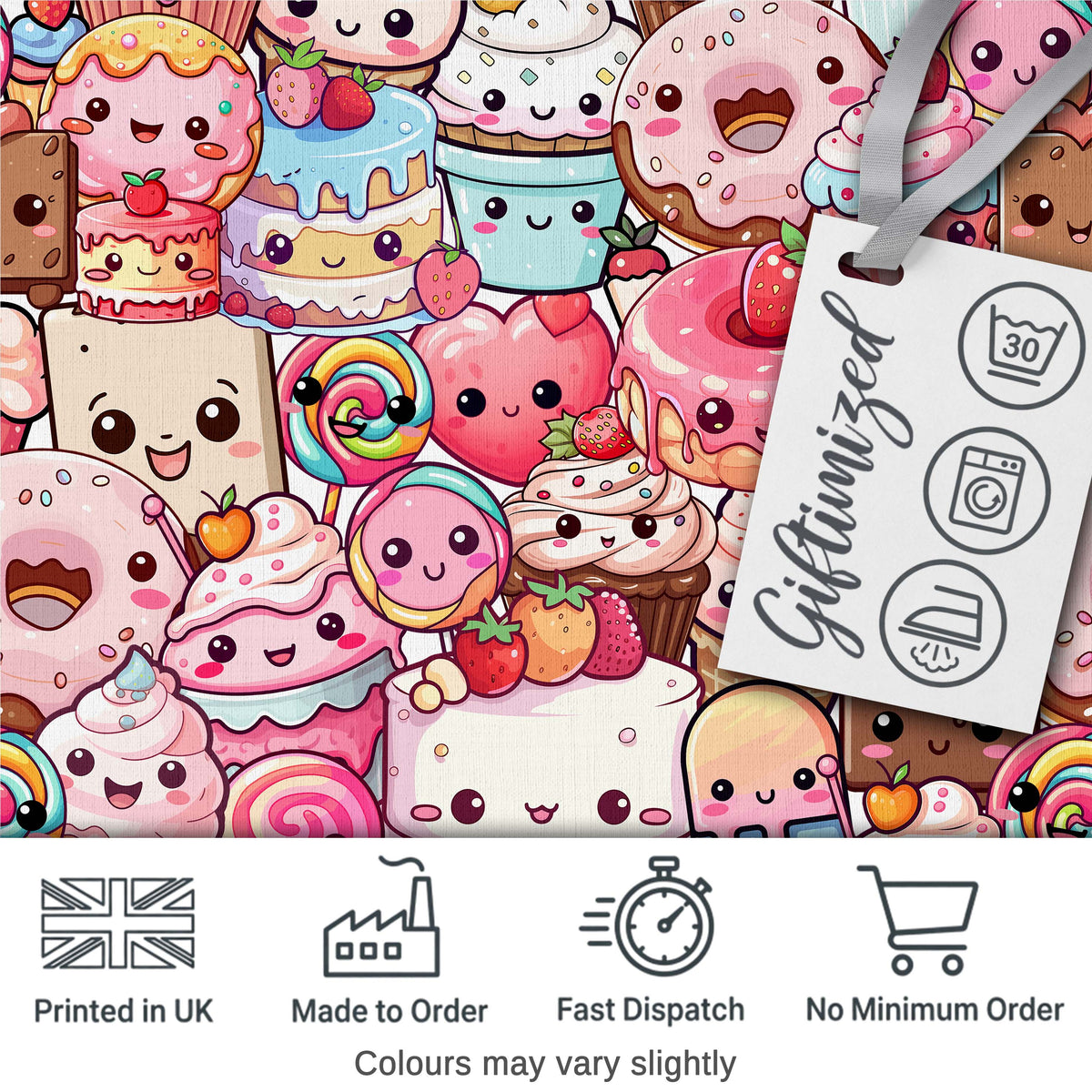 Cute Cartoon Cakes Donuts and Milkshakes with Pastel Colors Seamless Pattern Digital Print Fabric by the Metre UK Sewing Quilting Textile