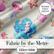 Cute Blue Hair Mermaid Jellyfish Seahorse and Ocean Creatures Seamless Pattern Digital Print Fabric by the Metre UK Sewing Quilting Textile