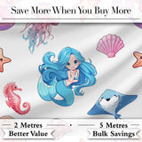 Cute Blue Mermaid Jellyfish Seahorse and Ocean Creatures Light Grey Background  Digital Print Fabric by the Metre UK Sewing Quilting Textile
