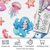 Cute Blue Mermaid Jellyfish Seahorse and Ocean Creatures Light Grey Background  Digital Print Fabric by the Metre UK Sewing Quilting Textile