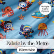 Kids Scuba Divers Submarine Jellyfish Ocean Animals Blue Background   Digital Print Fabric by the Metre UK Sewing Quilting Textile