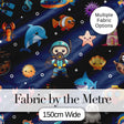 Cartoon Sea Animals Diver Dolphin Shark Crab Boat Navy Blue Bubble Background  Digital Print Fabric by the Metre UK Sewing Quilting Textile