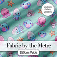 Kawaii Jellyfish Puffer Fish Starfish Pastel Ocean Creatures Mint Background   Digital Print Fabric by the Metre UK Sewing Quilting Textile