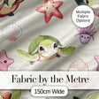 Cute Kawaii Sea Turtle Starfish Shells Ocean Friends Cream Background  Pattern Digital Print Fabric by the Metre UK Sewing Quilting Textile