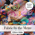 Cute Underwater Ocean Scene Mermaid Dolphin Turtle Treasure Peach  Pattern Digital Print Fabric by the Metre UK Sewing Quilting Textile