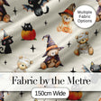Cute Halloween Teddy Bears Mummy Witch Cat Pumpkin Stars Cream Background   Digital Print Fabric by the Metre UK Sewing Quilting Textile