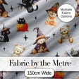 Cute Halloween Teddy Bears Mummy Witch Cat Pumpkin Stars Grey Background   Digital Print Fabric by the Metre UK Sewing Quilting Textile