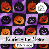 Black Orange Pumpkin Checkerboard Halloween Seamless Pattern UK Digital Print Fabric by the Metre UK Sewing Quilting Textile