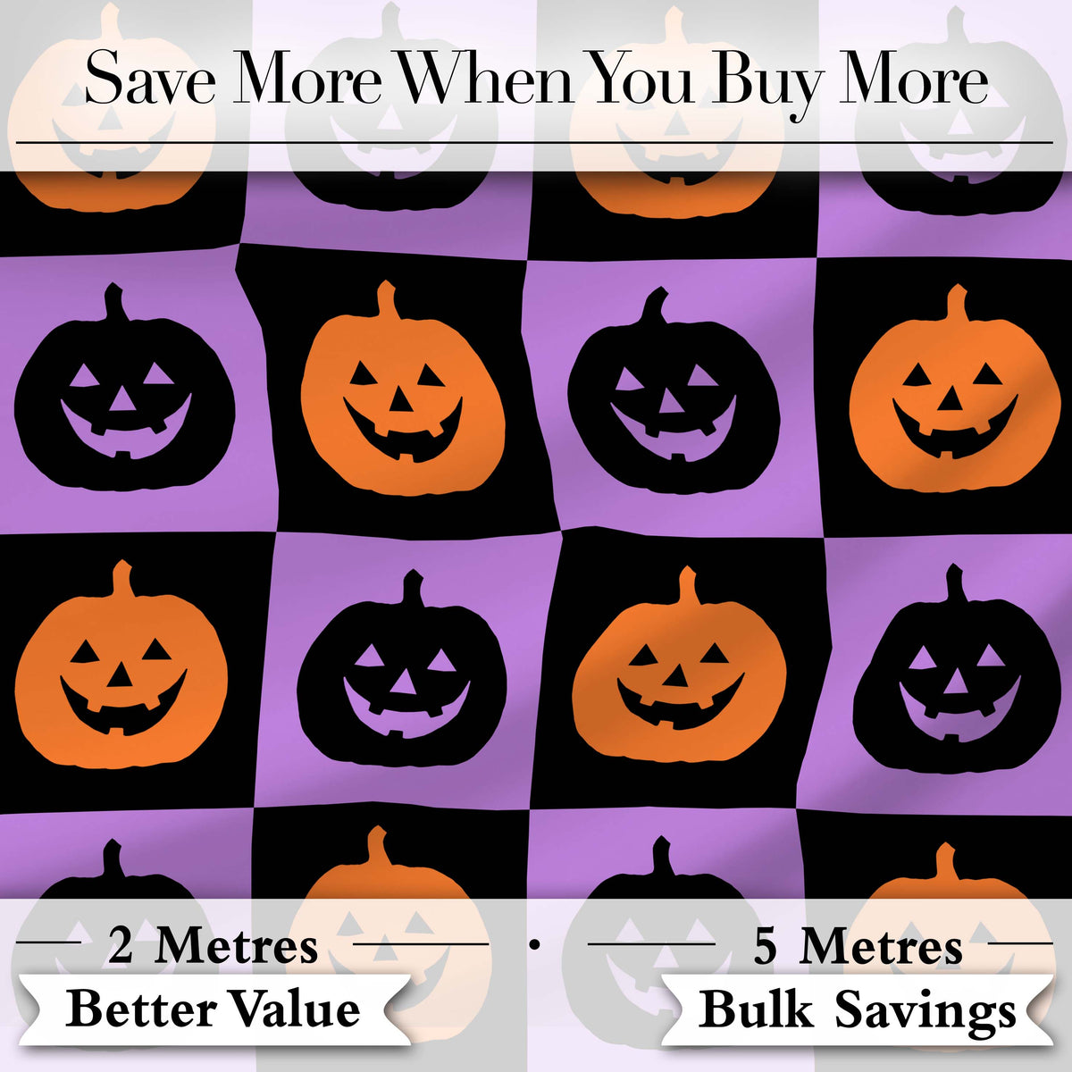Black Orange Pumpkin Checkerboard Halloween Seamless Pattern UK Digital Print Fabric by the Metre UK Sewing Quilting Textile