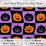 Black Orange Pumpkin Checkerboard Halloween Seamless Pattern UK Digital Print Fabric by the Metre UK Sewing Quilting Textile
