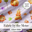 Cute Halloween Pumpkin Candy Characters Lilac Background Seamless Pattern Digital Print Fabric by the Metre UK Sewing Quilting Textile