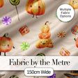 Cute Halloween Pumpkin Candy Characters Beige Background Seamless Pattern Digital Print Fabric by the Metre UK Sewing Quilting Textile