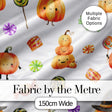 Cute Halloween Pumpkin Candy Characters Soft Grey Background Seamless Pattern Digital Print Fabric by the Metre UK Sewing Quilting Textile