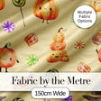 Cute Halloween Pumpkin Candy Characters Warm Beige Background Seamless Pattern Digital Print Fabric by the Metre UK Sewing Quilting Textile