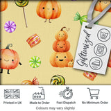 Cute Halloween Pumpkin Candy Characters Warm Beige Background Seamless Pattern Digital Print Fabric by the Metre UK Sewing Quilting Textile