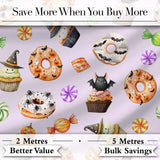 Cute Halloween Donut Sweet Spooky Treats Soft Lilac Background Seamless Pattern Digital Print Fabric by the Metre UK Sewing Quilting Textile