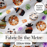 Cute Halloween Donut  Spooky Treats Light Grey Background Seamless Pattern Digital Print Fabric by the Metre UK Sewing Quilting Textile