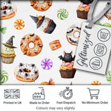 Cute Halloween Donut  Spooky Treats Light Grey Background Seamless Pattern Digital Print Fabric by the Metre UK Sewing Quilting Textile