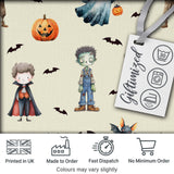 Halloween Zombie Mummy Vampire Bat Spooky Cream  Seamless Pattern Digital Print Fabric by the Metre UK Sewing Quilting Textile