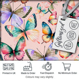 Colorful Watercolor Butterflies on Blush Pink Background Seamless Pattern Digital Print Fabric by the Metre UK Sewing Quilting Textile
